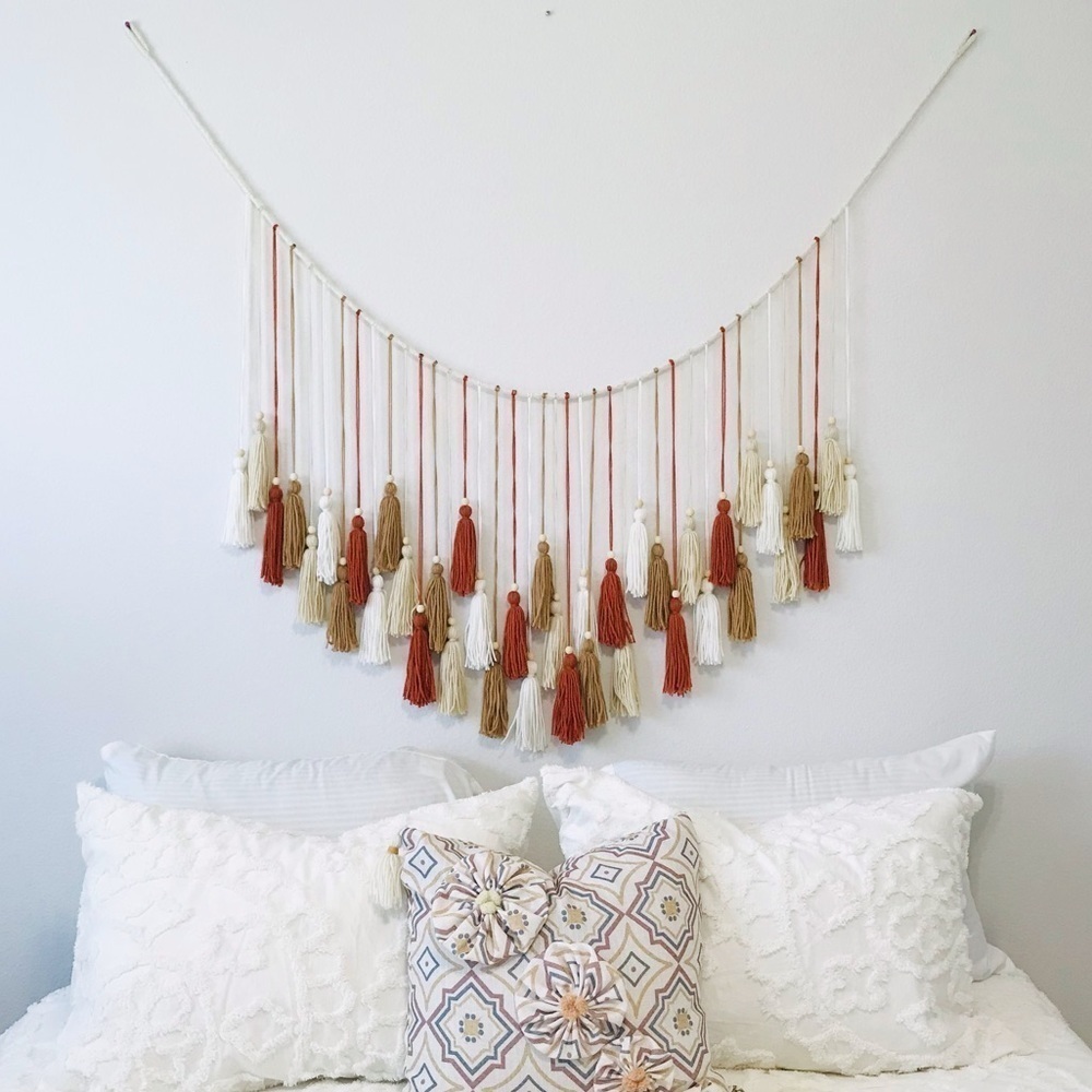 New! Handmade Oversized Bohemian Beaded Tassels Macrame Garland Home Wall Decor